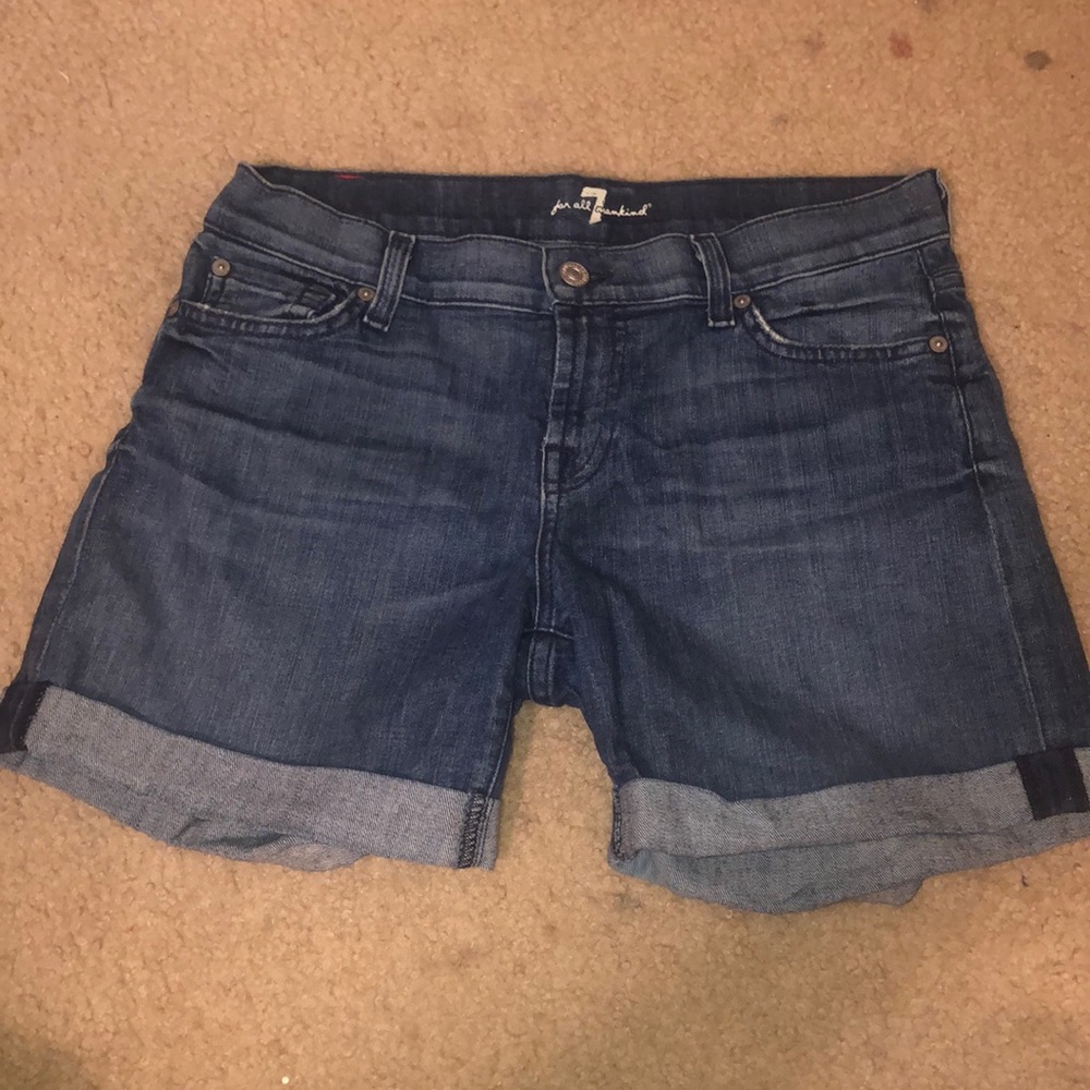 7 for All Mankind | Denim rolled cuffed shorts